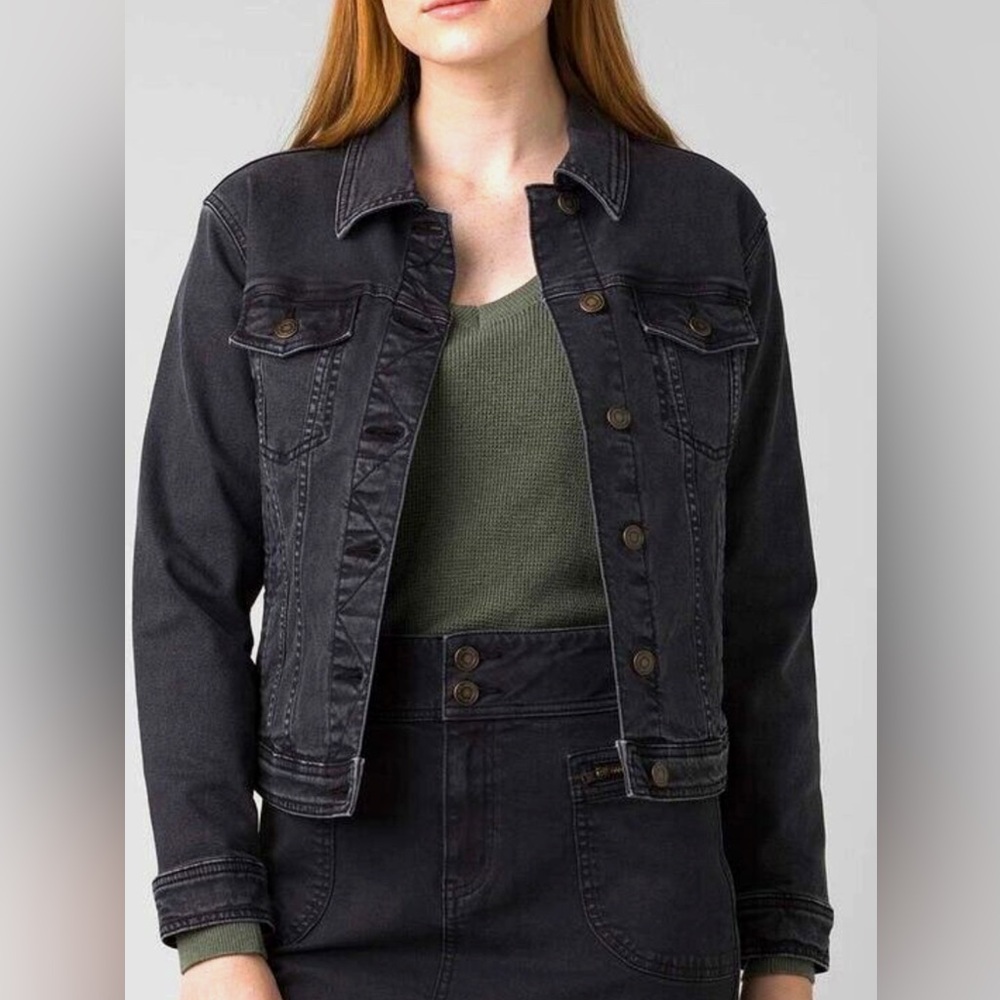 Prana Slate Rim black denim jacket. NWOT